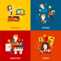 pop singer flat set vector