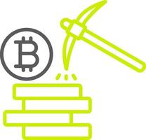 bitcoin mijnbouw lijn twee kleur icoon vector