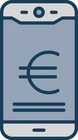 euro mobiel betalen lijn gevulde grijs icoon vector