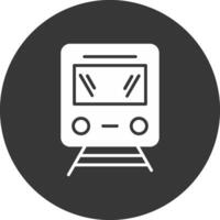 trein glyph omgekeerd pictogram vector