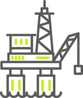 offshore platform lijn twee kleur icoon vector