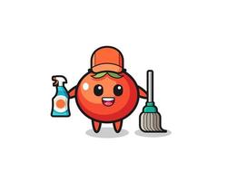 schattig tomatenkarakter als mascotte voor schoonmaakdiensten vector