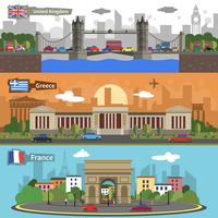 Historische bezienswaardigheden skyline banners instellen vector