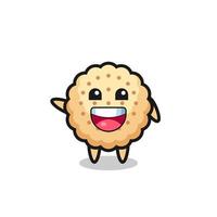 gelukkig ronde koekjes schattig mascotte karakter vector
