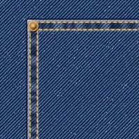 denim blauw jean textiel patroon achtergrond met goud naden en messing pin illustratie. vector