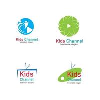 kinderen kanaal logo pictogram ontwerpsjabloon. vector illustratie