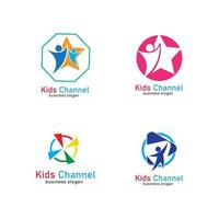 kinderen kanaal logo pictogram ontwerpsjabloon. vector illustratie