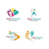 kinderen kanaal logo pictogram ontwerpsjabloon. vector illustratie