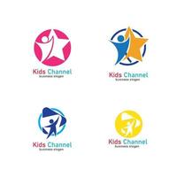 kinderen kanaal logo pictogram ontwerpsjabloon. vector illustratie