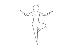 een doorlopend lijn tekening van vrouw beoefenen yoga geschiktheid concept pro illustratie vector