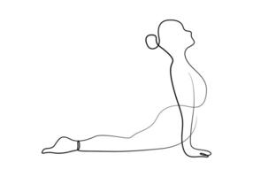 een doorlopend lijn tekening van vrouw beoefenen yoga geschiktheid concept pro illustratie vector