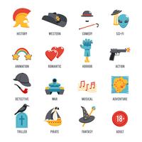 film genres icon set vector