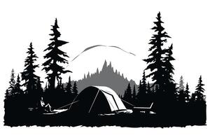 camping zwart silhouet vector