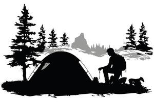 camping zwart silhouet vector