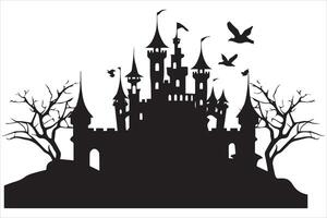 halloween heks huis silhouet vector