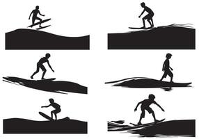 surfing silhouet ontwerp bundel pro vector