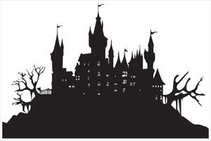 halloween heks huis silhouet ontwerp vector