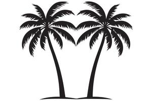 deze reeks van gedetailleerd palm en kokosnoot boom silhouet illustraties vector