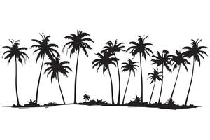 deze reeks van gedetailleerd palm en kokosnoot boom silhouet illustraties vector