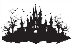 halloween heks huis silhouet ontwerp vector