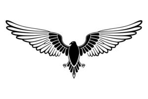 heraldisch zwart raaf met uitgestrekt Vleugels Aan een wit achtergrond. vector