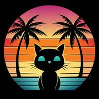 een elegant kat Aan vakantie vervelend donker zonnebril illustratie vector