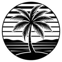 t-shirt logo strand van palm bomen illustratie vector