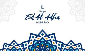 gelukkig eid adha mubarak ontwerp met blauw arabesk patroon vector