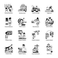 verzameling van eigendom planning glyph pictogrammen vector