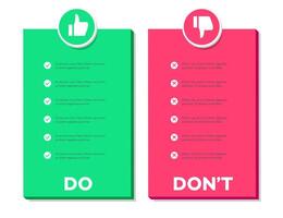 Doen en niet checklist infographic ontwerp vector