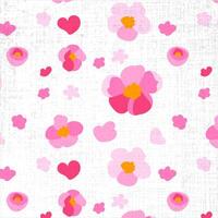 naadloos patroon traditioneel sakura bloemen wit achtergrond structuur hand- getrokken volk roze madeliefje bloemblaadjes helder ornament illustratie vector