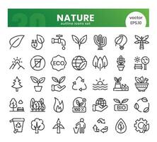 natuur pictogrammen bundel. schets pictogrammen stijl. illustratie. vector