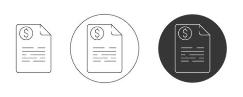 papier met dollar teken, betaling document, geld rapport, belasting boekhouding. icoon set, bewerkbare hartinfarct. vlak lijn, pictogram. financiën en bedrijf concept. voor app, website, ui. geïsoleerd achtergrond. vector