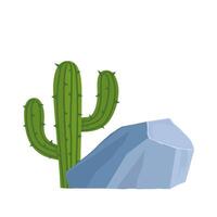 de groen cactus Aan een rotsachtig Texas bodem geïsoleerd Aan wit achtergrond. vector
