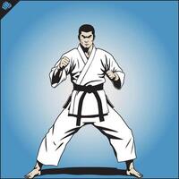 kyokushin volledig contact karateka in een wit kimono vector