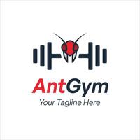 Sportschool of geschiktheid logo met mier hoofd en barbell vector