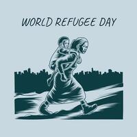 geïllustreerd wereld vluchteling dag thema ontwerp vector