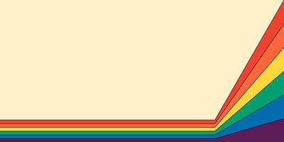 retro regenboog kleur gestreept pad horizontaal spandoek. meetkundig hippie regenbogen perspectief stromen afdrukken. wijnoogst hippie abstract spectraal iriserend strepen. modieus minimaal y2k kleurrijk knal kunst lijnen. eps vector