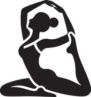 vrouw yoga silhouet illustratie. geschiktheid concept. gezond levensstijl. vector