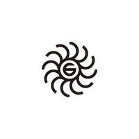 aantal 6 in cirkel, technologie meetkundig symbool gemakkelijk logo vector