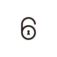 aantal 6 hangslot, sleutel meetkundig symbool gemakkelijk logo vector