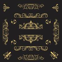 retro linten, luxe luxe logo symbolen, elegant kalligrafische wervelingen, bloeit overladen vignetten. vector