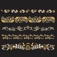 wijnoogst kaders en borders set, goud foto kader met hoek Thailand lijn bloemen voor afbeelding, ontwerp decoratie patroon stijl. vector