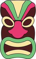 illustratie van etnisch tiki masker. hawaiiaans totem cultuur in tekenfilm ontwerp vector