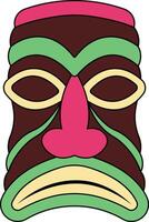 illustratie van etnisch tiki masker. hawaiiaans totem cultuur in tekenfilm ontwerp vector