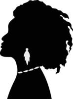 Dames zwart geschiedenis maand silhouet. geïsoleerd Aan wit achtergrond vector