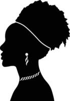 Dames zwart geschiedenis maand silhouet. geïsoleerd Aan wit achtergrond vector