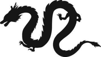 Chinese draak silhouet. Chinese draak symbool. geïsoleerd zwart silhouet vector