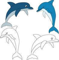 dolfijn clip art. aquatisch dier clip art voor geliefden van onderwater- zee dieren, marinier leven, en zee leven vector