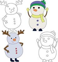 sneeuwman clip art voor geliefden van winter seizoen. deze winter thema sneeuwman pakken Kerstmis viering vector